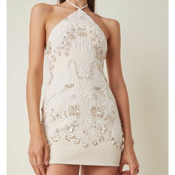 Valentino Beaded Floral Mini Dress - Picture 2 of 9